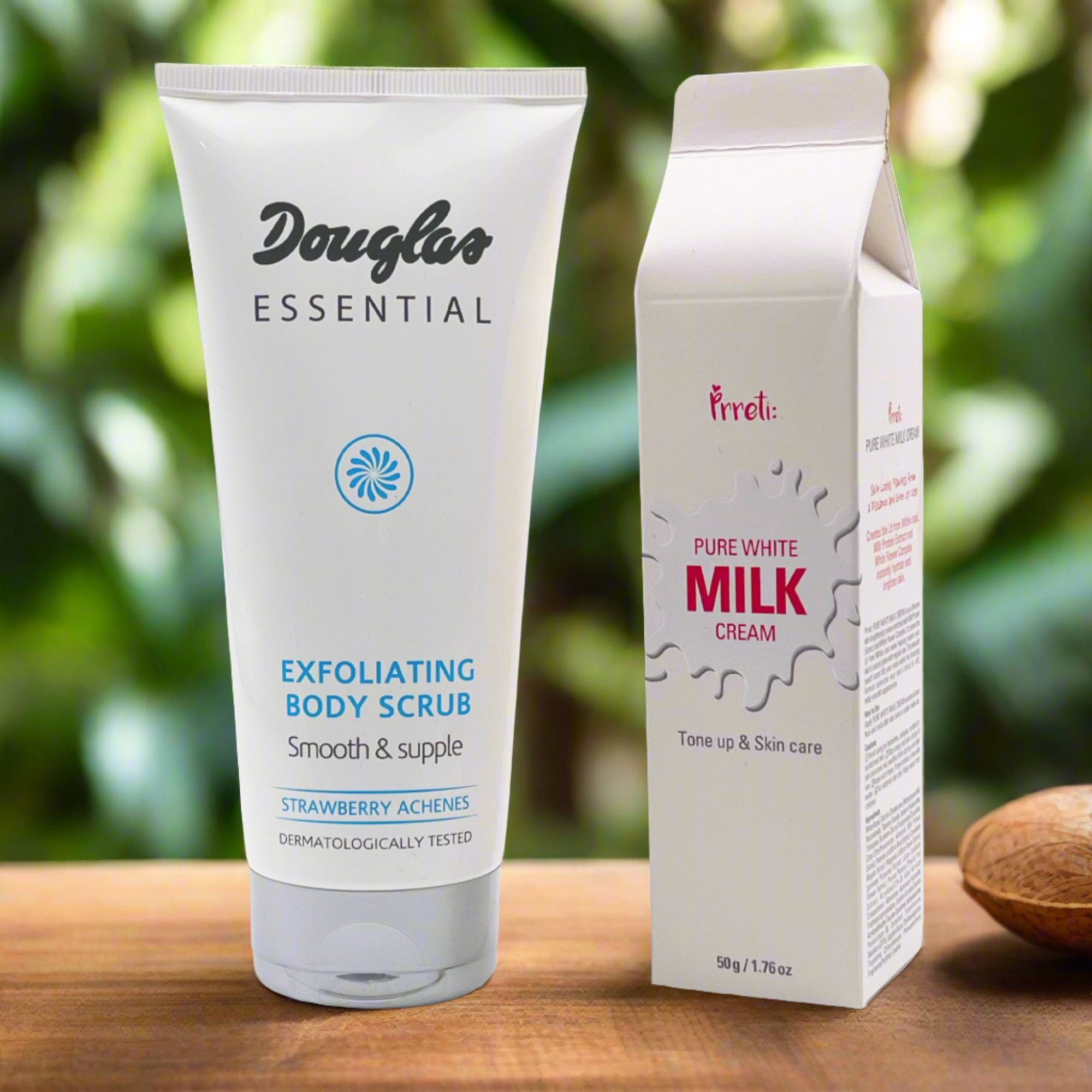 Douglas Body Scrub (200ml) / Pure White Milk Cream Tone Up (50g)