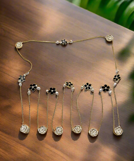 Long Gold Flowers Necklace