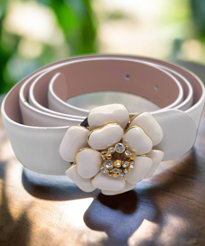 White Flower Gems Belt