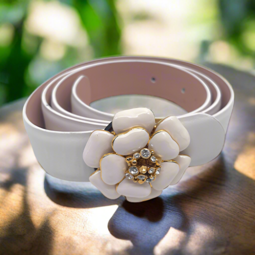 White Flower Gems Belt