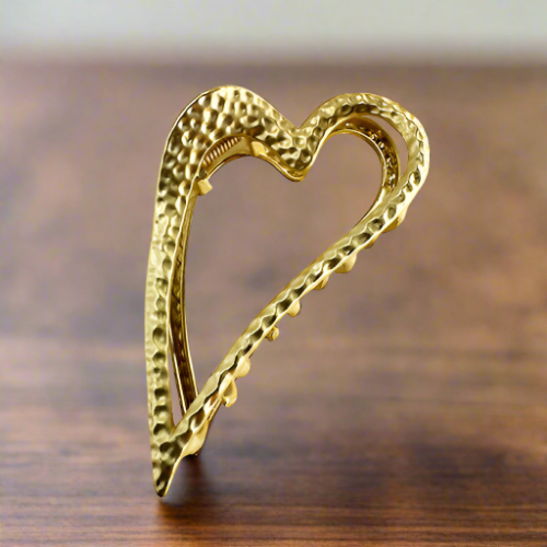 Heart-Shaped Golden Hair Clip