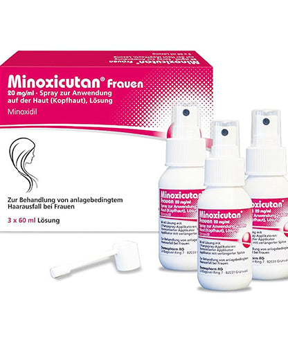 Minoxicutan Women for Full Hair - Stops Hair Loss and Promotes Natural Hair Growth - 3 x 60ml