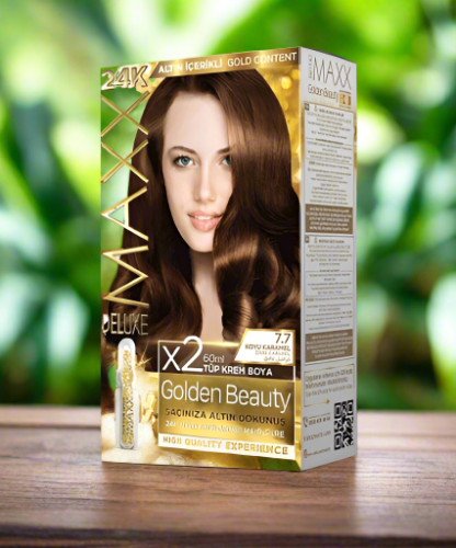 Maxx Deluxe 24K Gold Hair Dye - Dark Caramel (7.7)