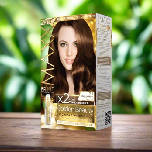 Maxx Deluxe 24K Gold Hair Dye - Dark Caramel (7.7)