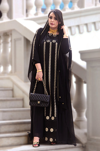 Abaya black shop and gold